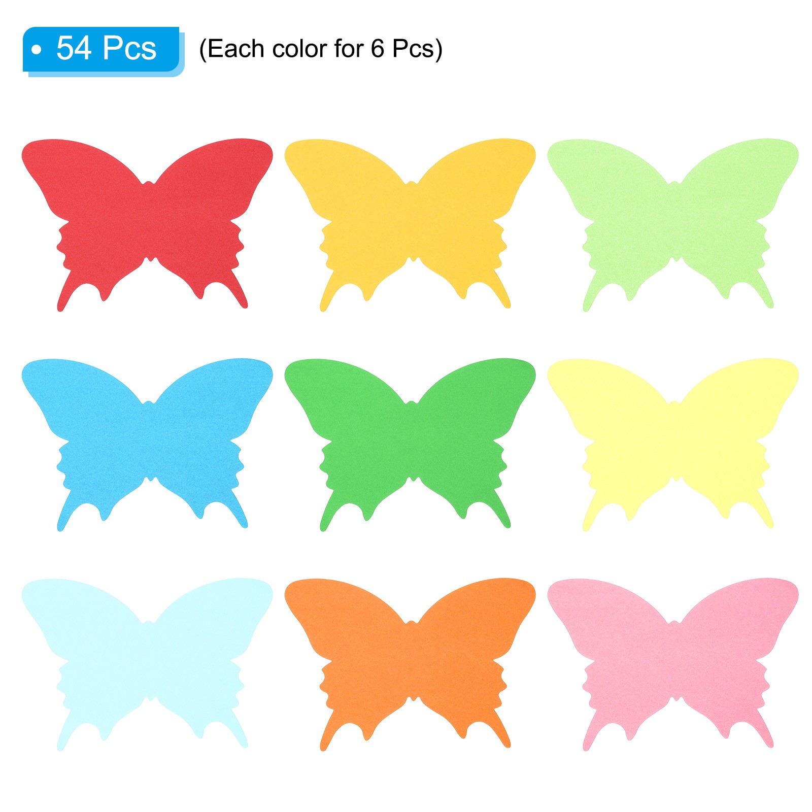 5×6″Cutouts Paper, 54Pcs Butterfly Assorted Color Paper, Multicolor