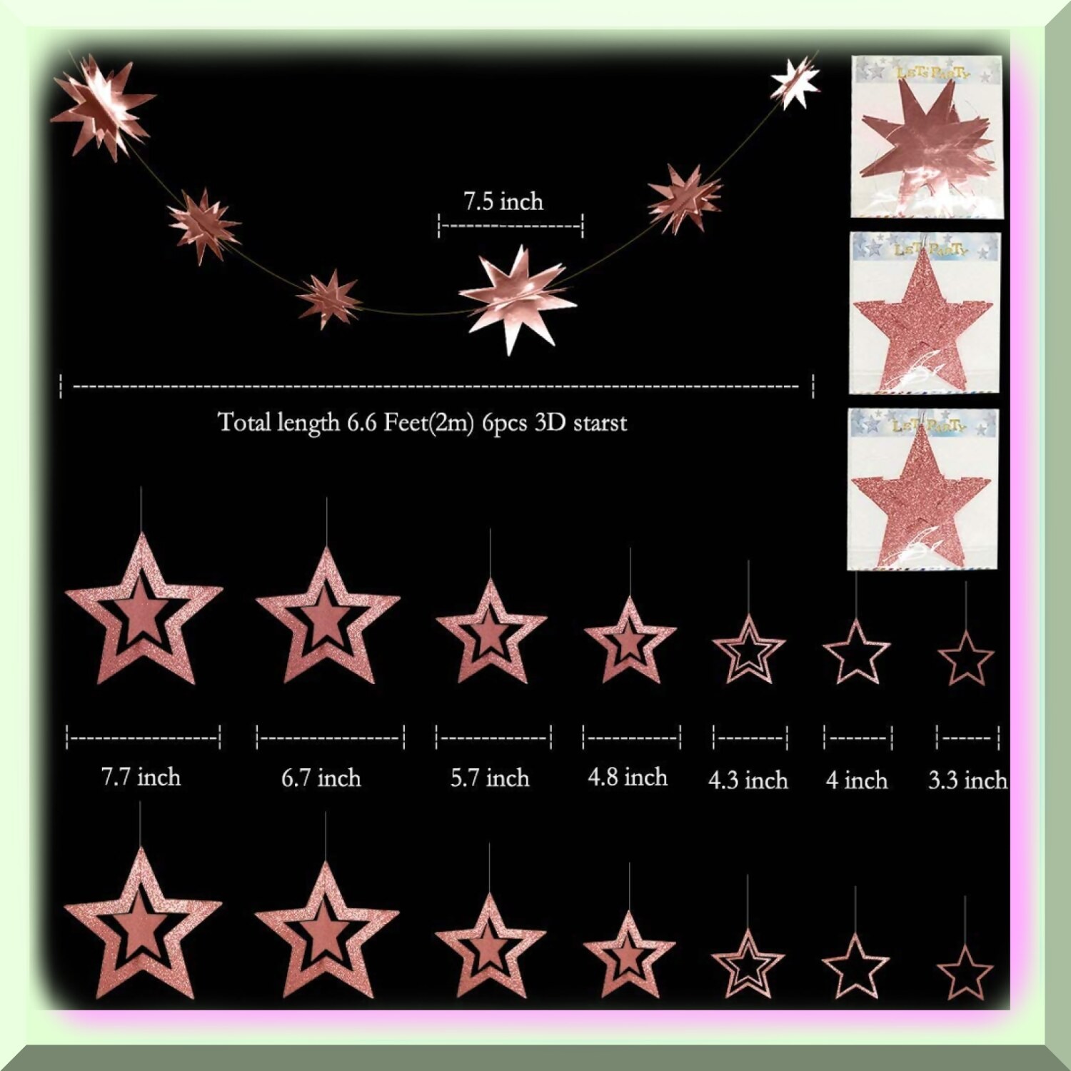 Starry Night Celebration Garland with Rose Gold Shimmer