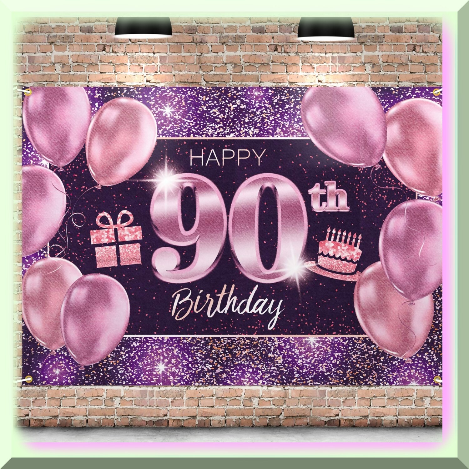 Pink and Purple 90th Birthday Celebration Backdrop