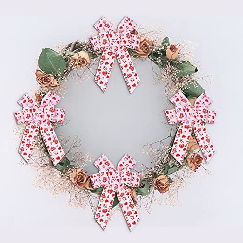 Hying 2 PCS Valentine’s Day Bows for Wreath, Style 5: White Love Heart