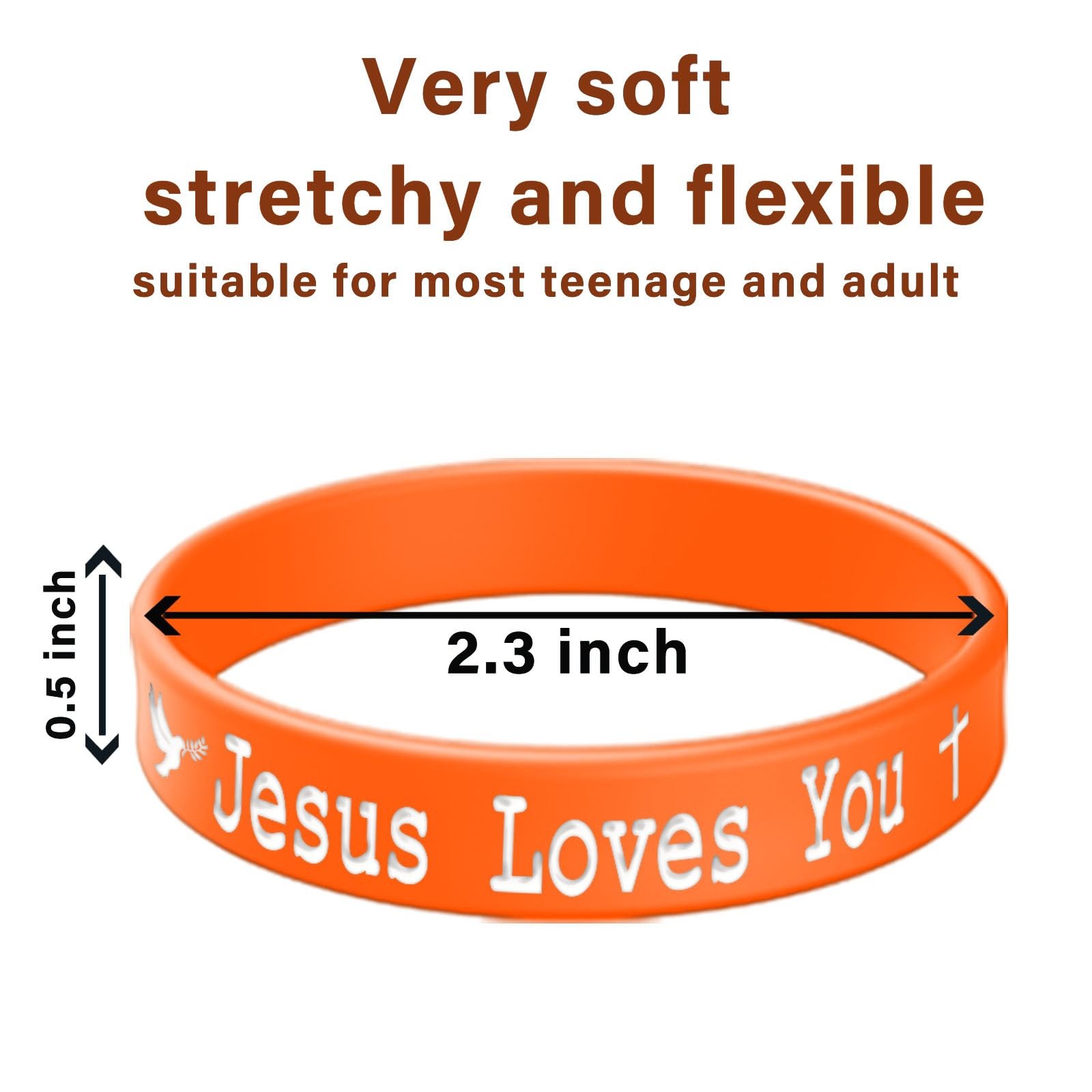 ZIQON 36 PCS Jesus Loves You Silicone Wristbands Colorful Medium,
