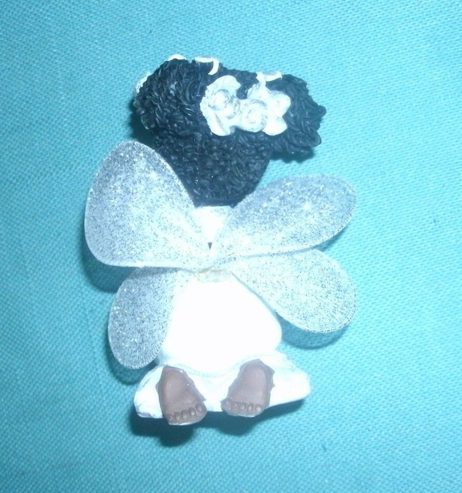 ADORABLE BLACK BABY ANGEL in WHITE SHOWER CAKE DECORATION NEW