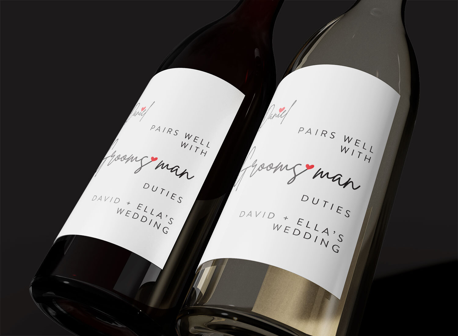 2x Bridesmaid Groomsman Proposal Wine Label | Pairs Well Wedding Party Gift