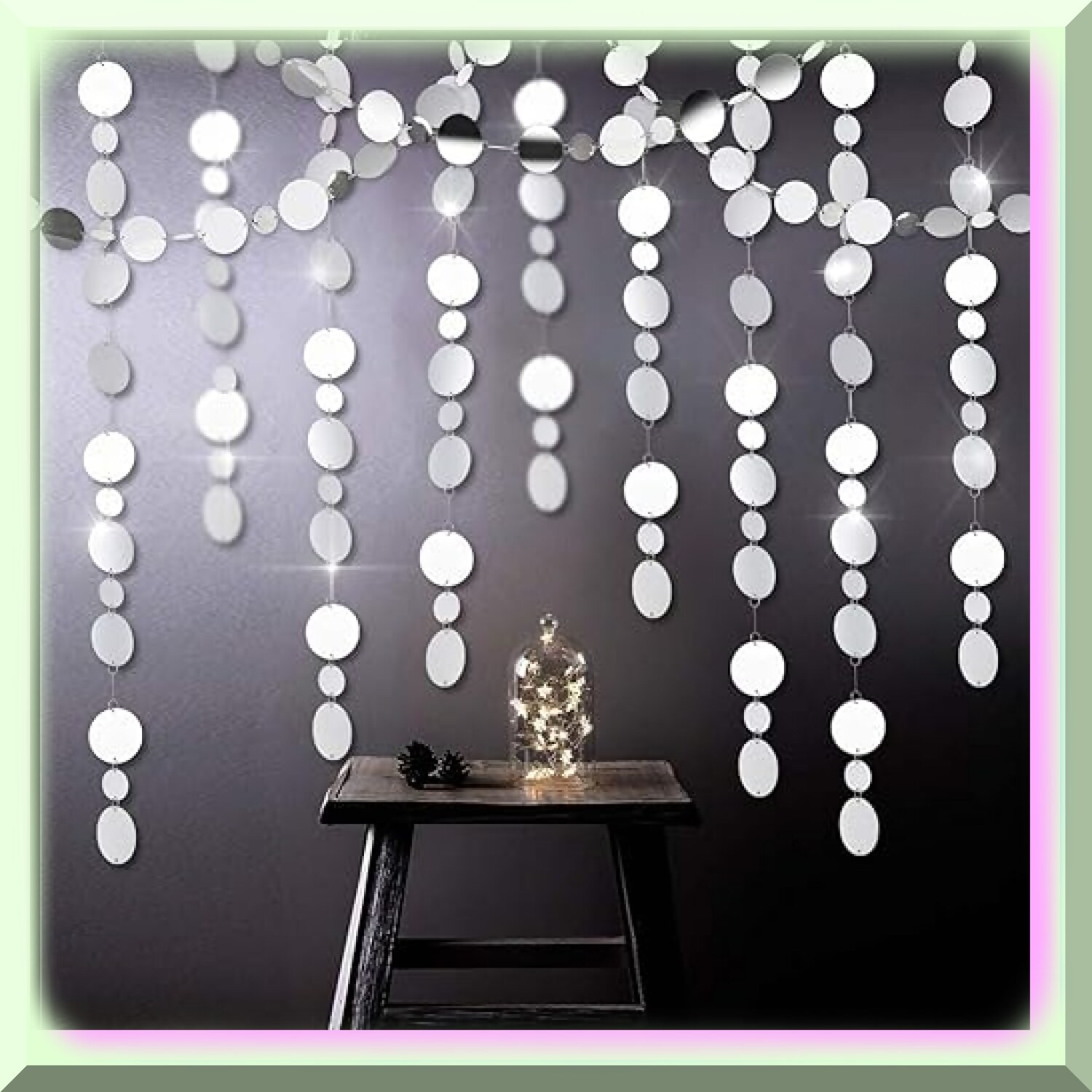 Silver Circle Garland 39ft for Outdoor Party Decorations