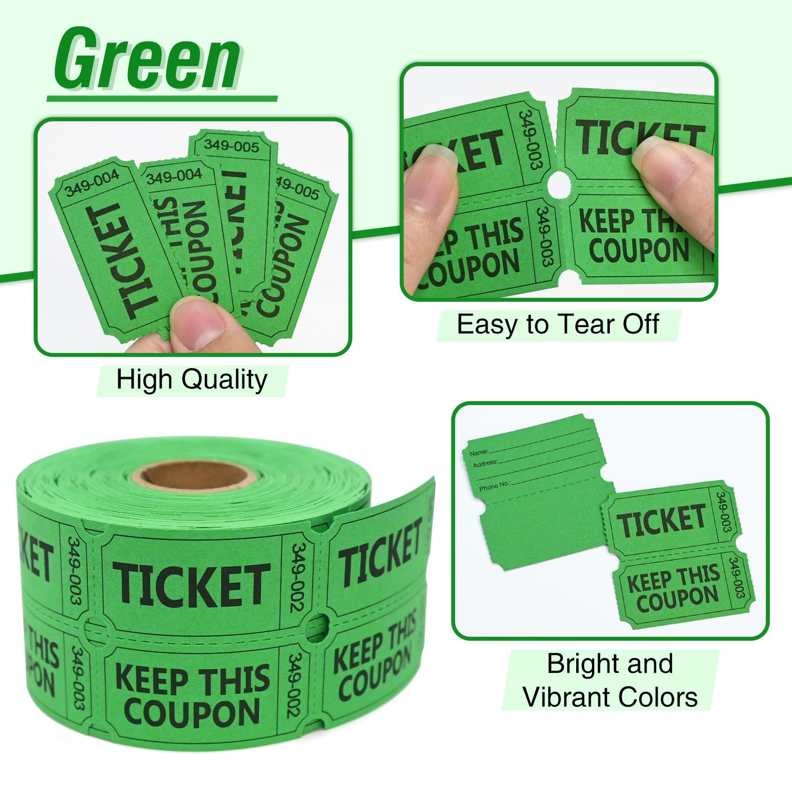 2000 Raffle Tickets Double Roll, Raffle Tickets Roll with Name and Number, fo…