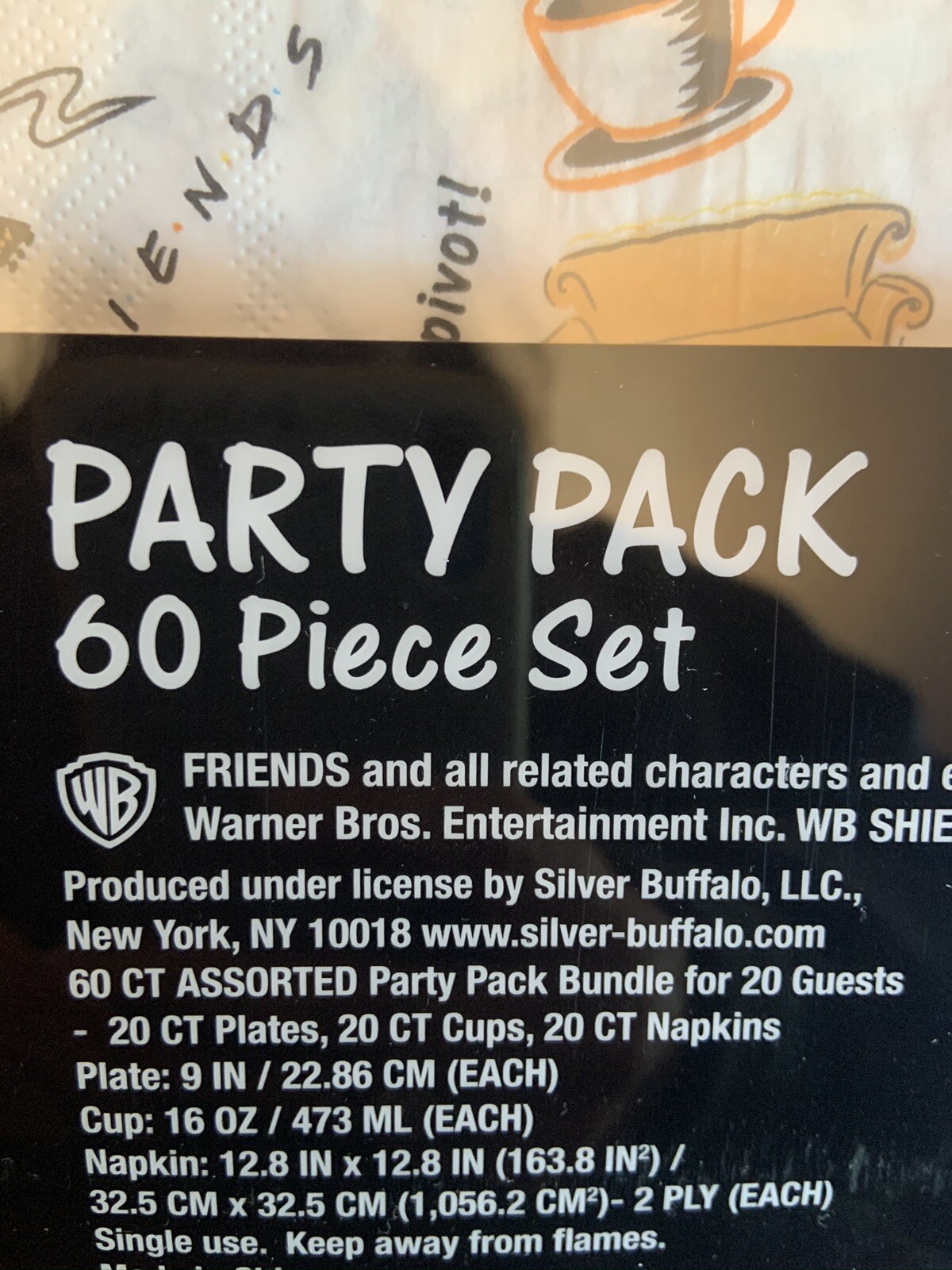 FRIENDS Central Perk Black & White Multicolor 60 Ct p/ pc Party Set: TV Show