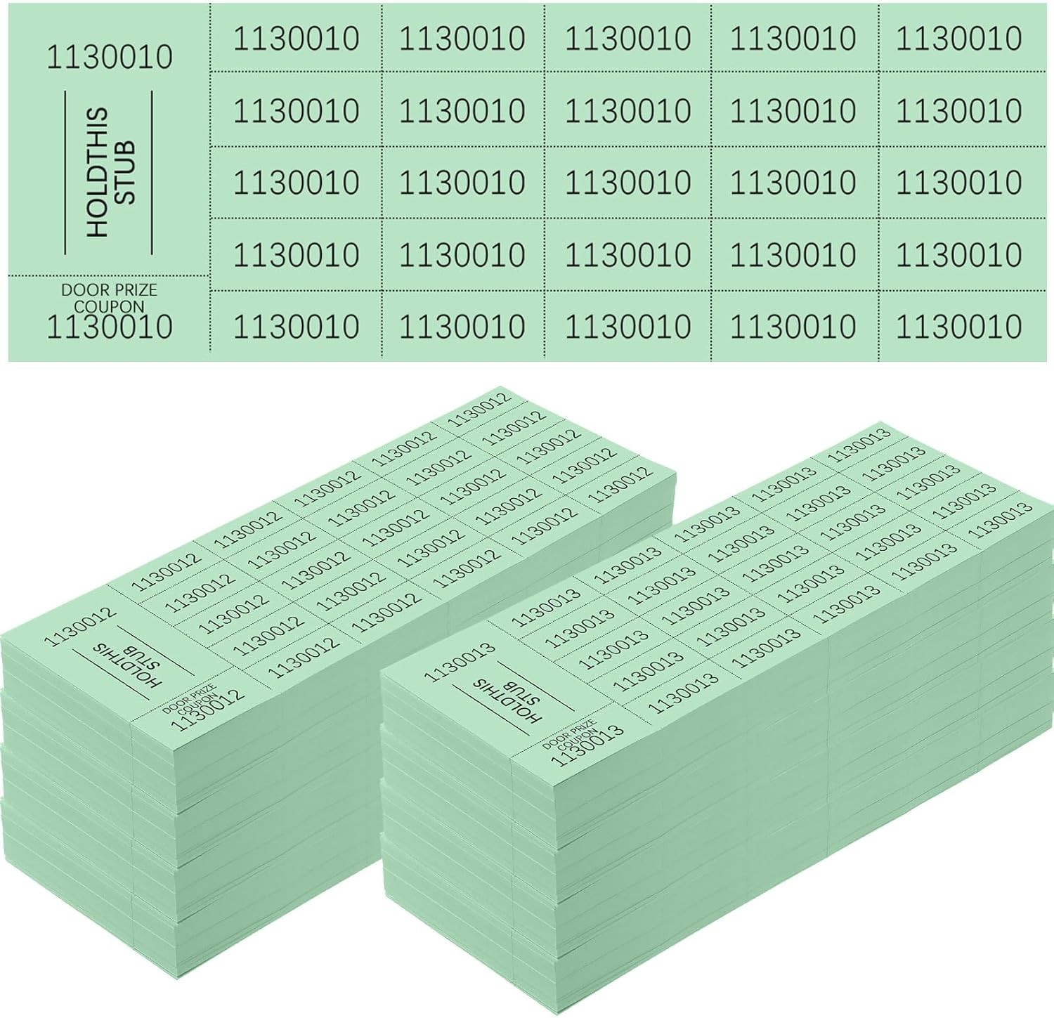 High-Visibility Light Green Raffle Tickets – 1000 Sheets Ideal for Auctions