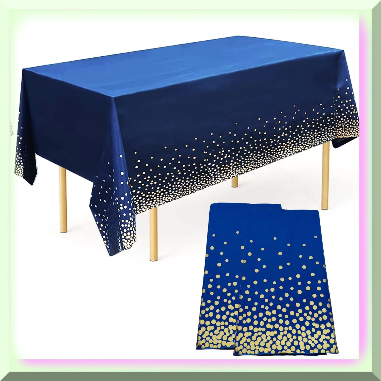Navy Blue Confetti Celebration Tablecloth Set