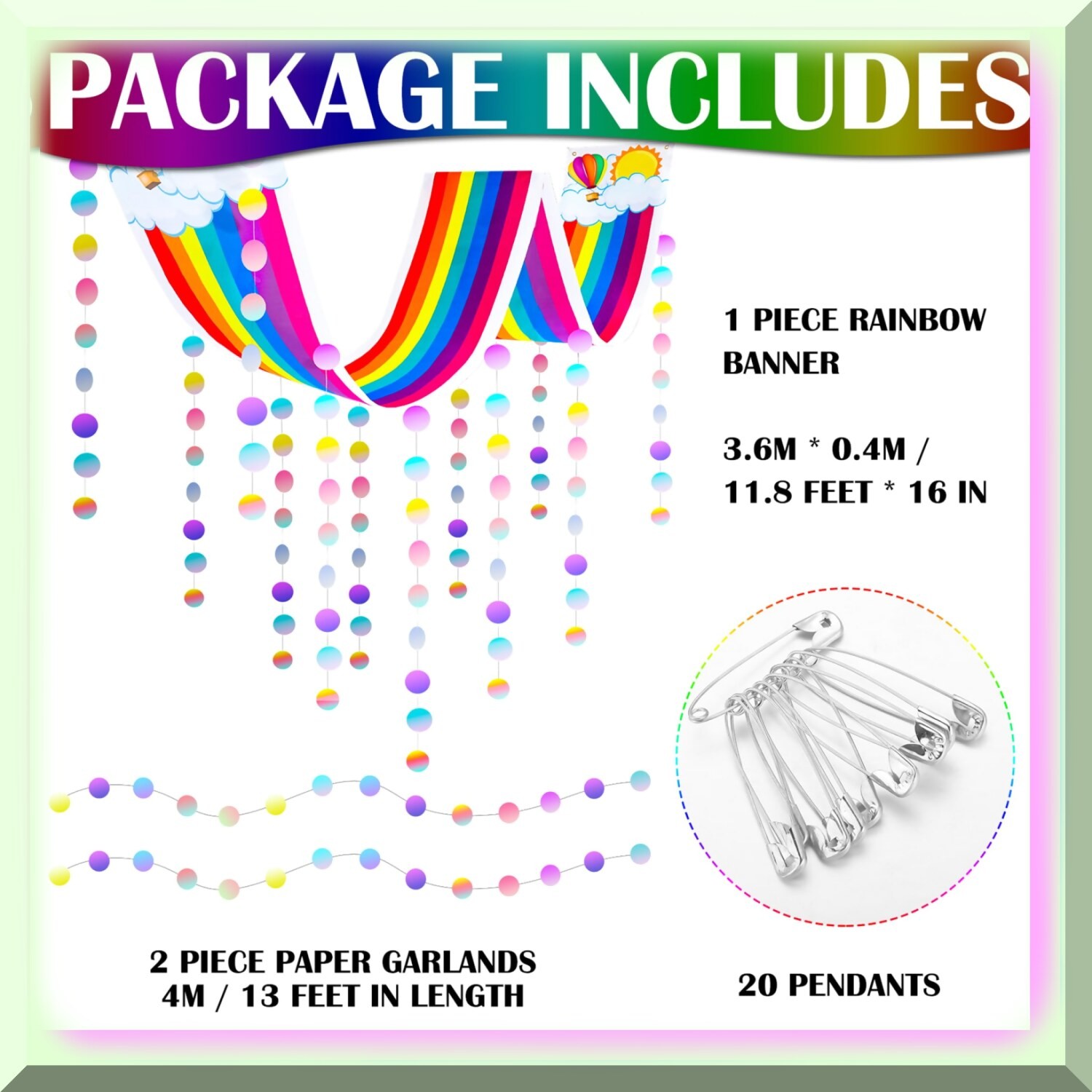 Rainbow Cloud Ceiling Decor with Garland