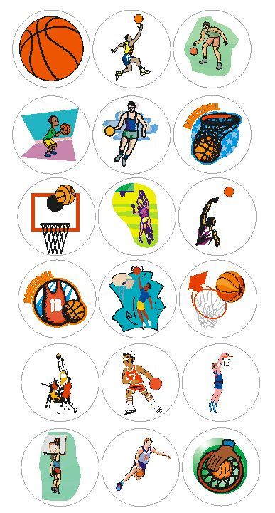 Basketball Player Stickers Labels Decal CRAFTS Teachers SCHOOL Made In USA #D165