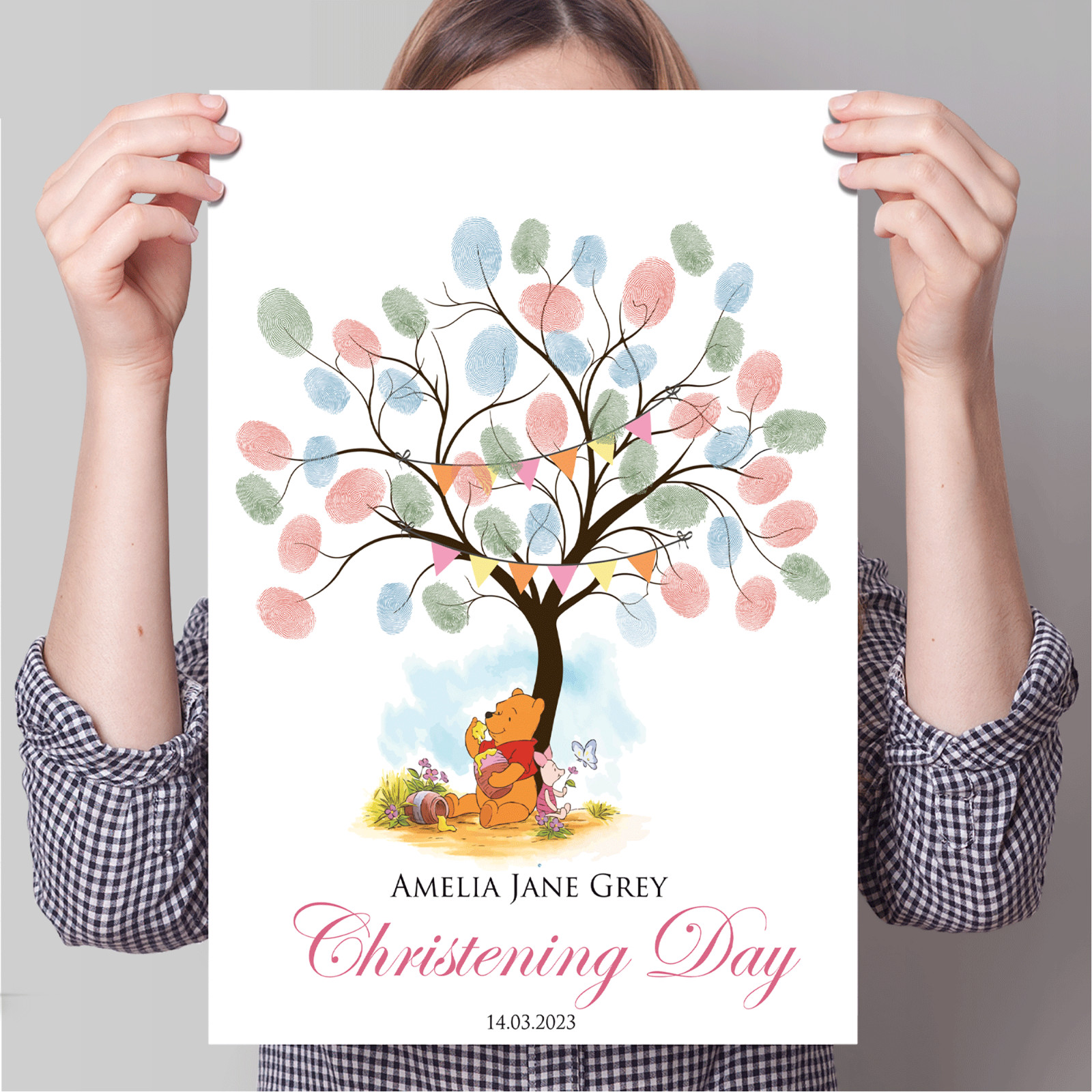 Winnie the Pooh Instant Download Editable Finger Print Tree Nursery Gift Idea