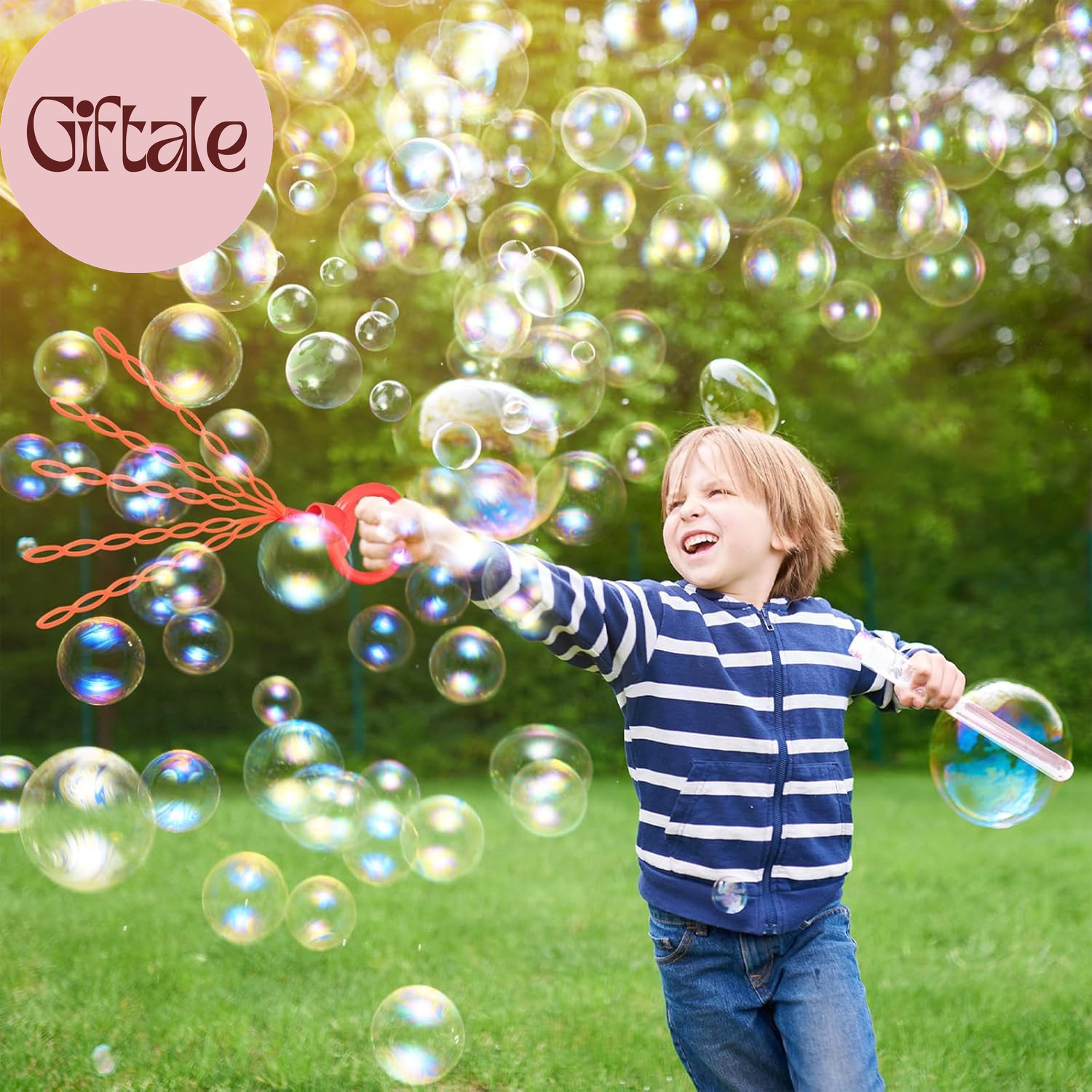 Bubble Wand 2 Pack, 36 Hole Smiling Face Bubble Wand for Kids Outdoor Game Toy,