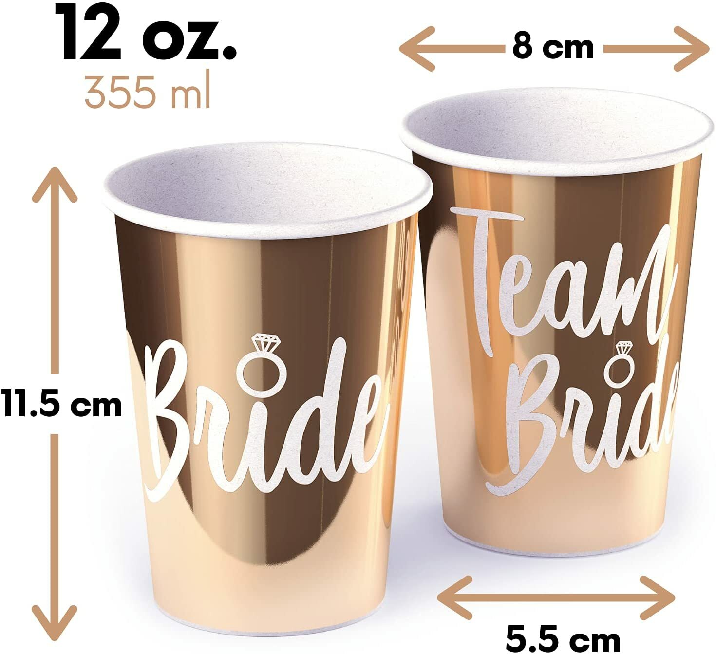 15 Bachelorette Party Cups in Metallic Gold for Bride & Team Bride Bridesmaids
