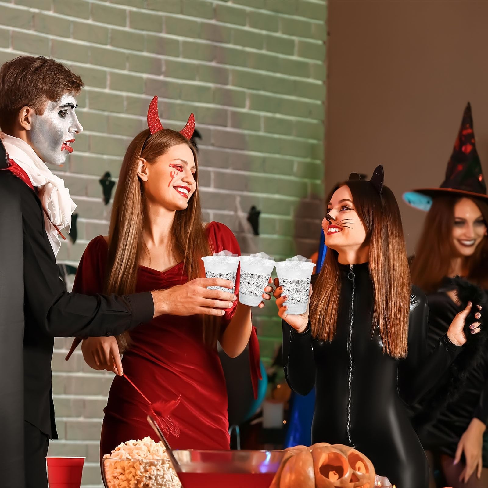 50 Pcs 12OZ Halloween Party Cups,Halloween Plastic Cups standard, Spider