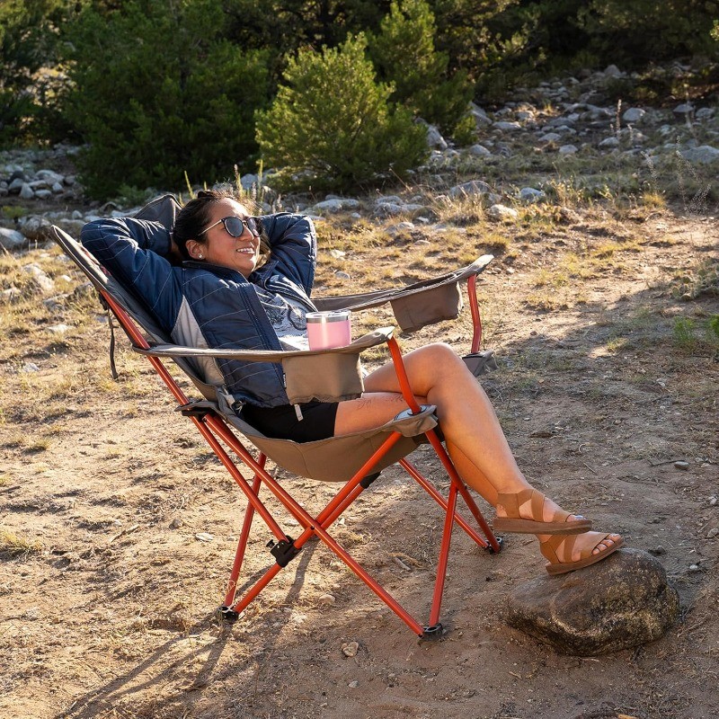 Deluxe Lounge Chair – Folding Outdoor Camp Chair,Insulated Cupholders,Customized
