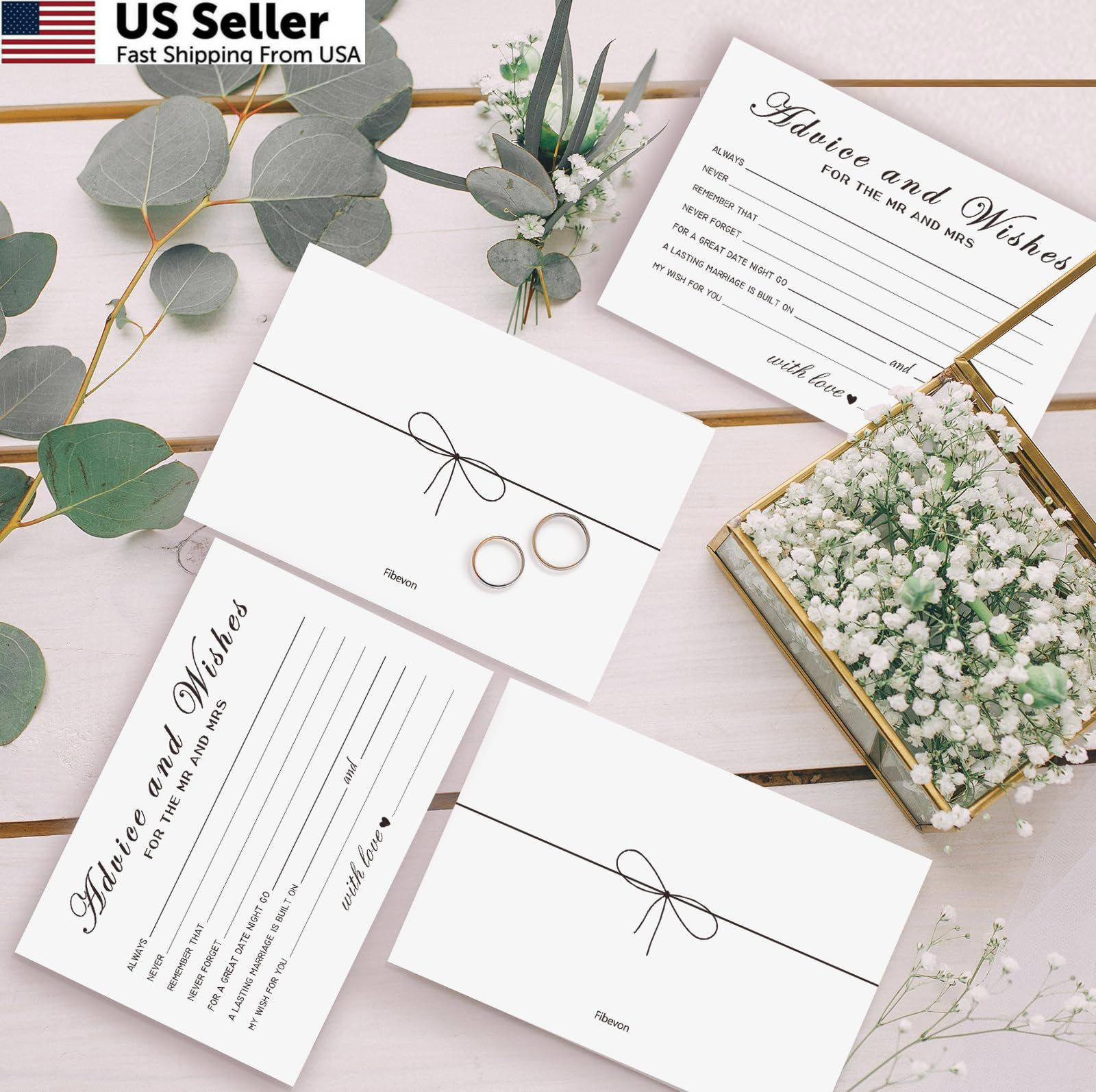 Advice and Wishes Cards for the New Couples Mr Mrs, 4×6 inches, kraft