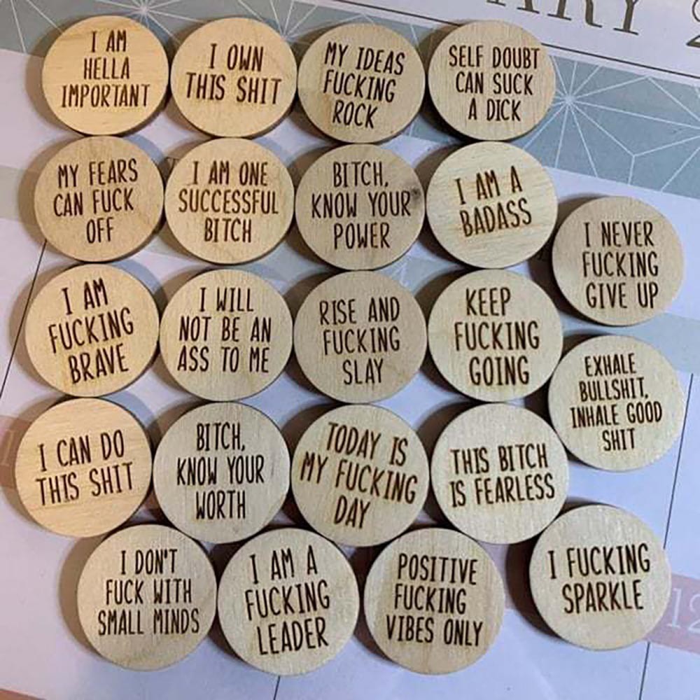 Sturdy Funny Mini Affirmation Coins – Rude Positive Chips Bold Self Care Gift