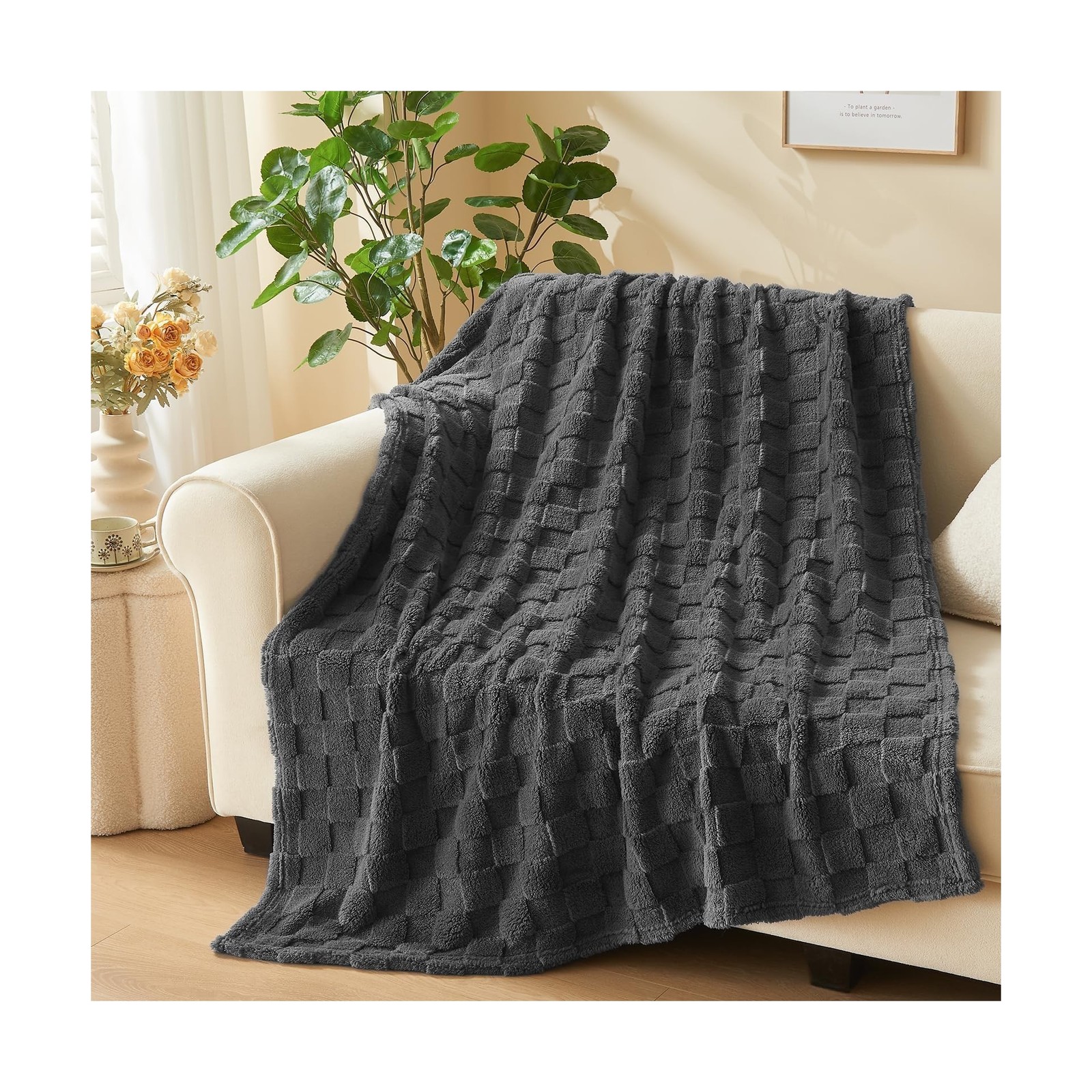NEWCOSPLAY Super Soft Twin Blanket Dark Grey Premium Silky Flannel … Fast Ship