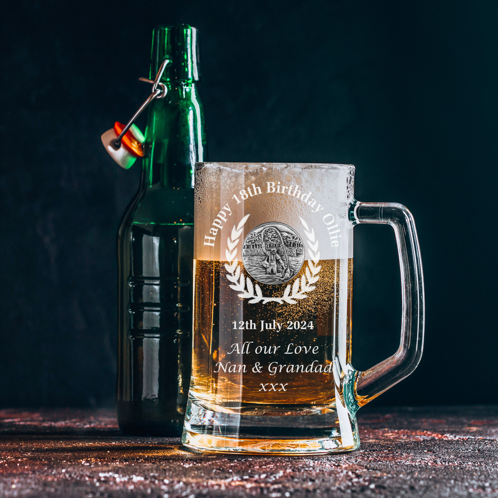 Fishing Fan Engraved Birthday Pint Tankard 18th 21st Lager Ale Glass Beer Mug
