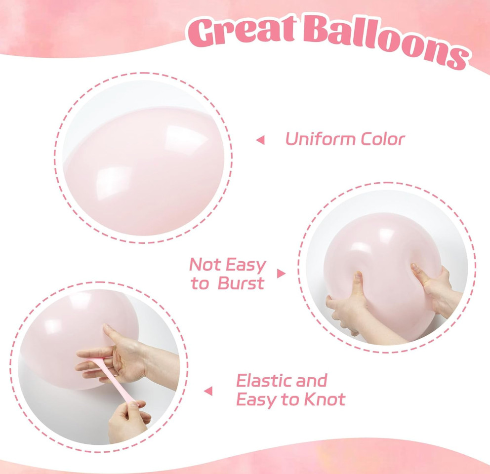 60 pcs Light Pink Balloons 12inch with Pastel Pink Nude Clear Balloons