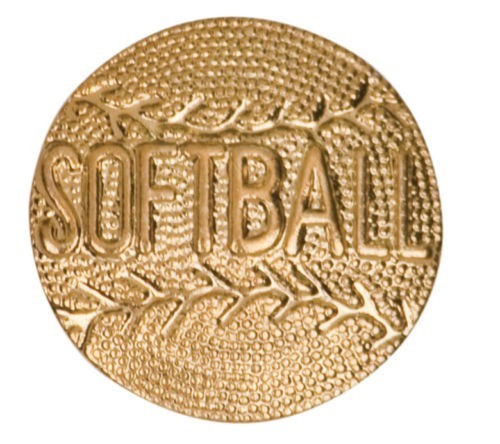 Gold Finish Metal Softball Pin TIE TACK Sport School Varsity Insignia Chenille