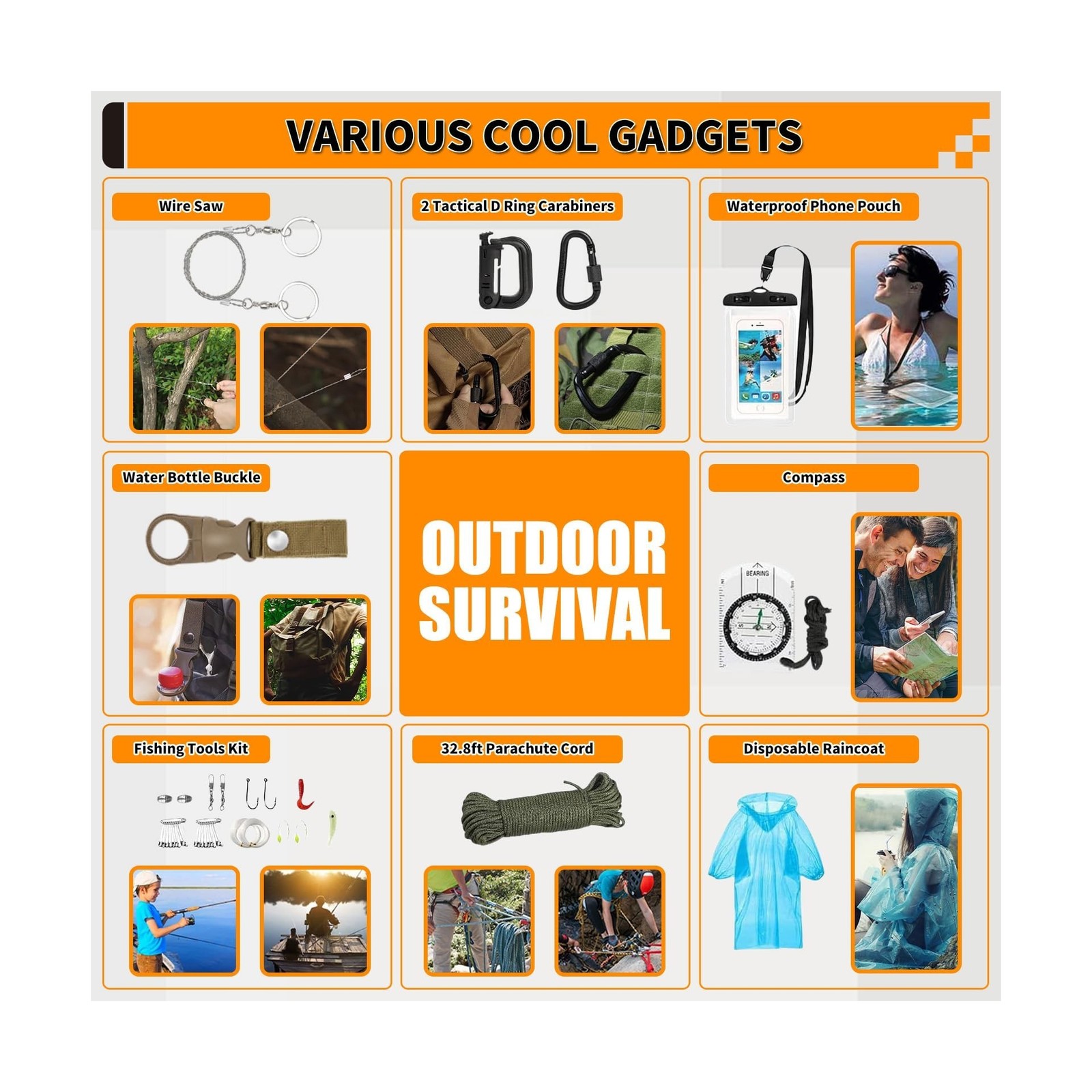 Survival Kit, Gifts for Men Women Teen Boys, 252 pcs Survival Gear … Fast Ship
