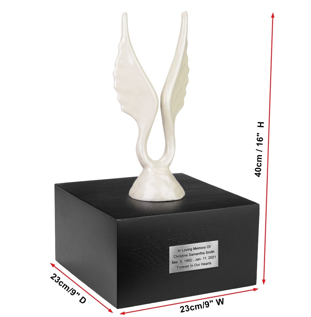 Wings cremation urn for adult Decorative urn sculpture Personalize urn with wing