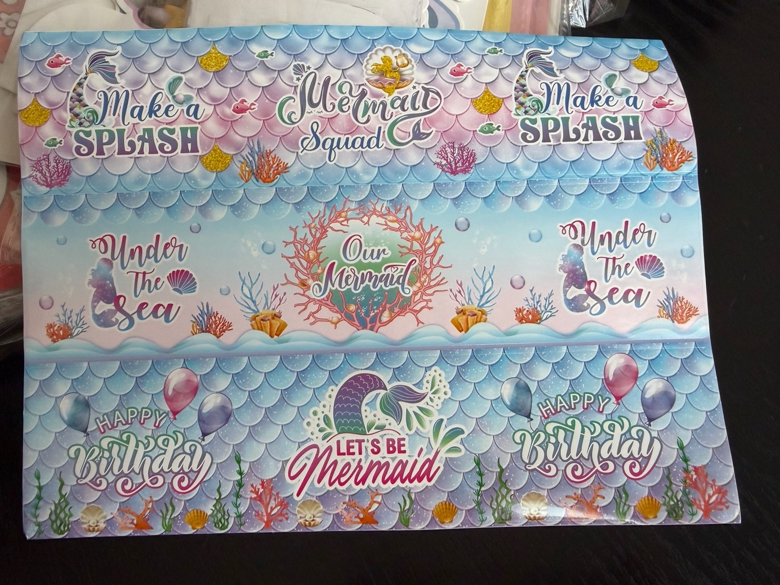 1 pack of 36 stickers Birthday party water bottle stickers mermaid theme