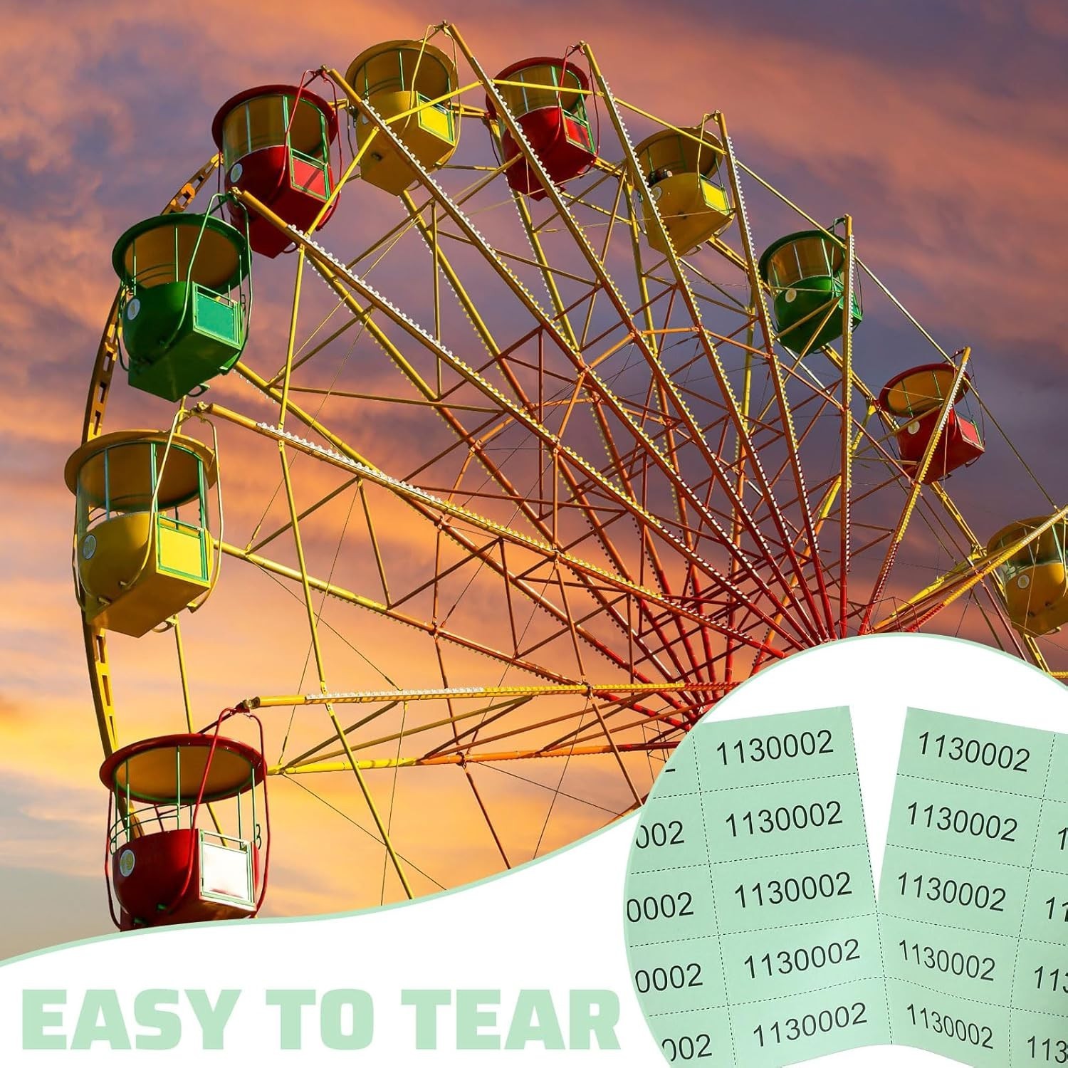 High-Visibility Light Green Raffle Tickets – 1000 Sheets Ideal for Auctions