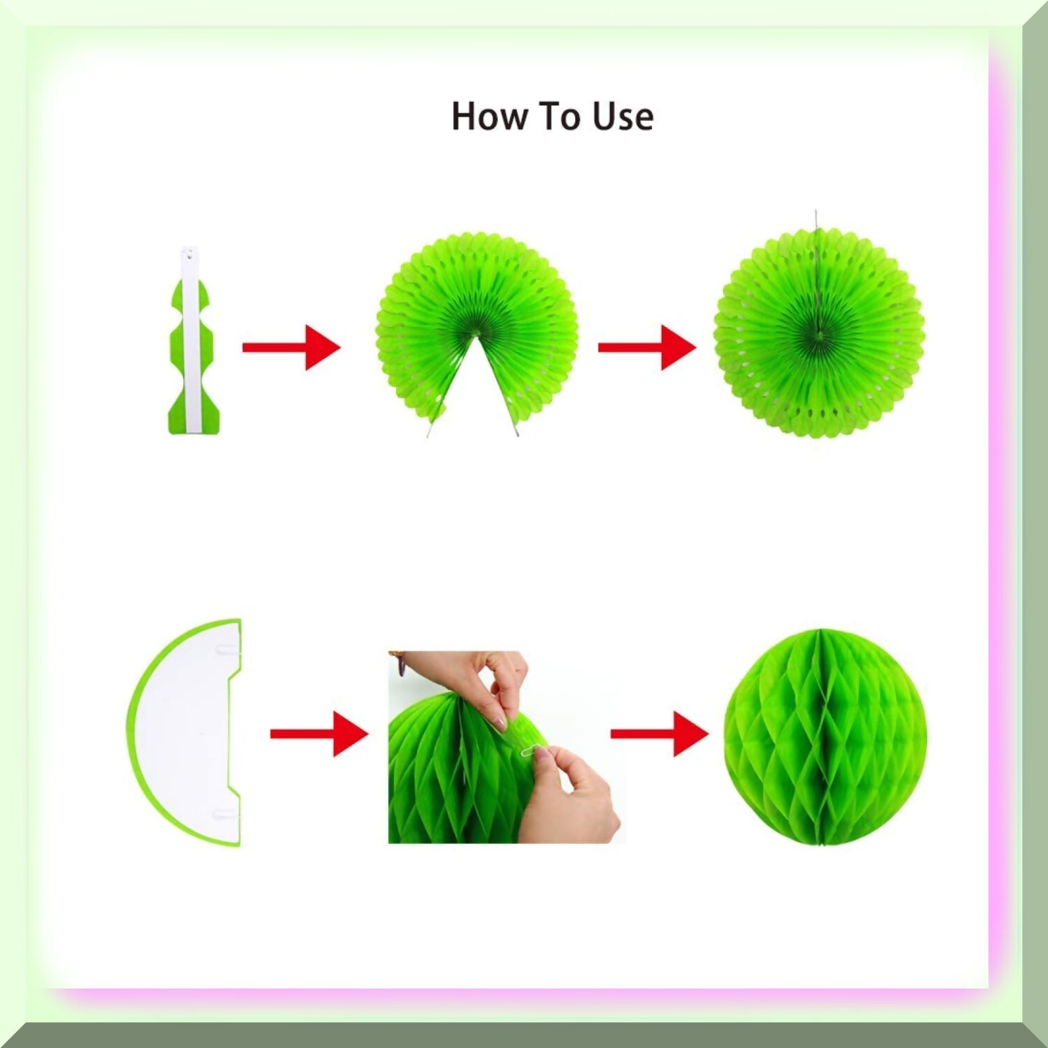 Shamrock Celebration Decoration Kit with Paper Fans Pom Poms