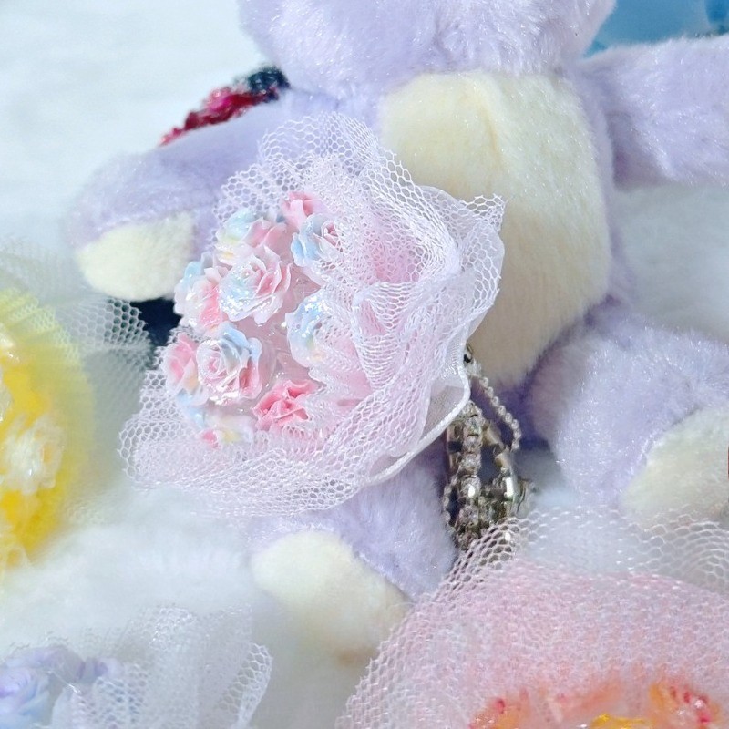 1PC Handmade Beaded Pens Decor with Hole Fringe Chain DIY Mini Lace Rose Bouquet