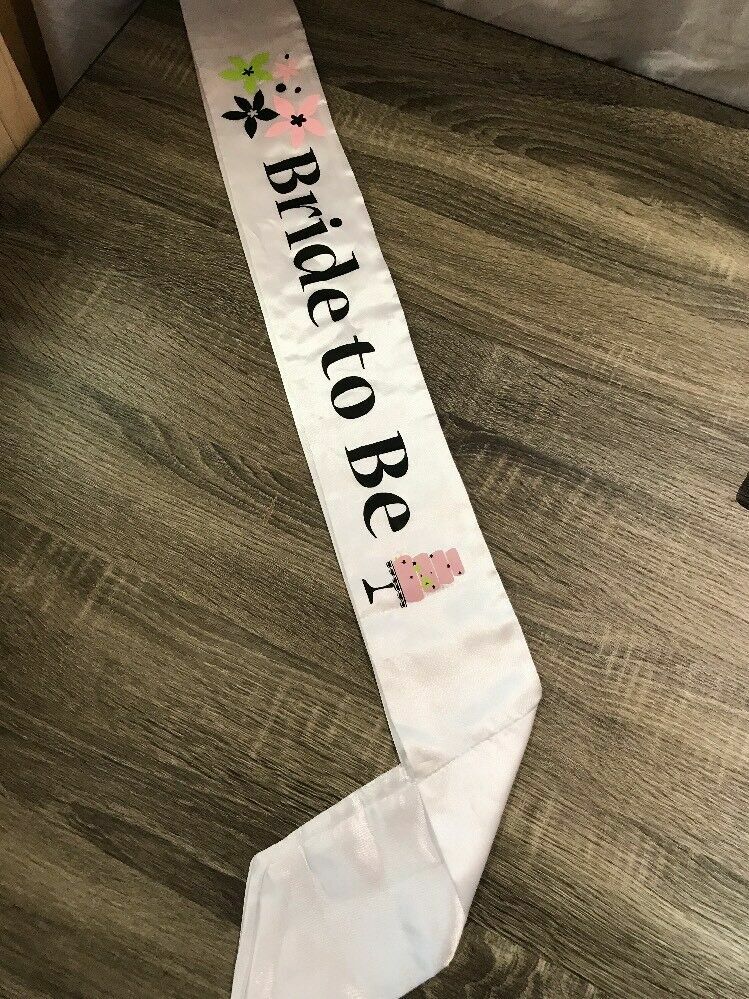 Bride To Be Sash White Silky 32 Inches Long B6