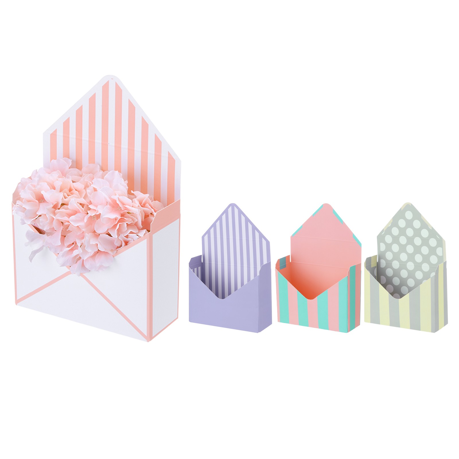 Paper Flower Gift Bags Set, 4 Pcs Gift Bag, 2 Styles, Multicolored