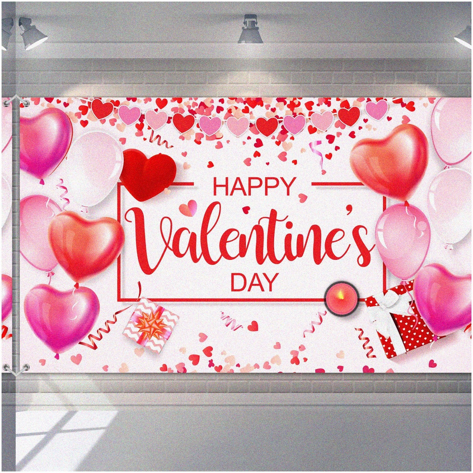 Valentine’s Day Heart Backdrop Banner 73×43 inches