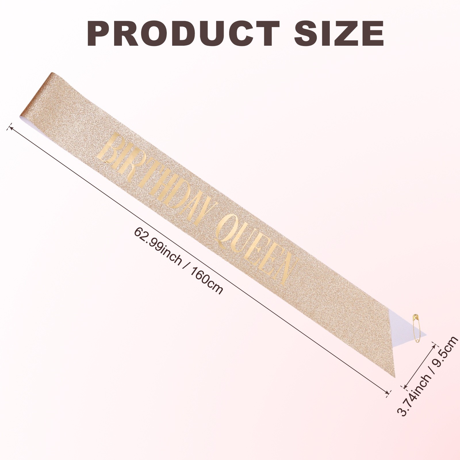 1-Pack Birthday Sash, Sequined Fabric Birthday Gifts [Rose Gold]