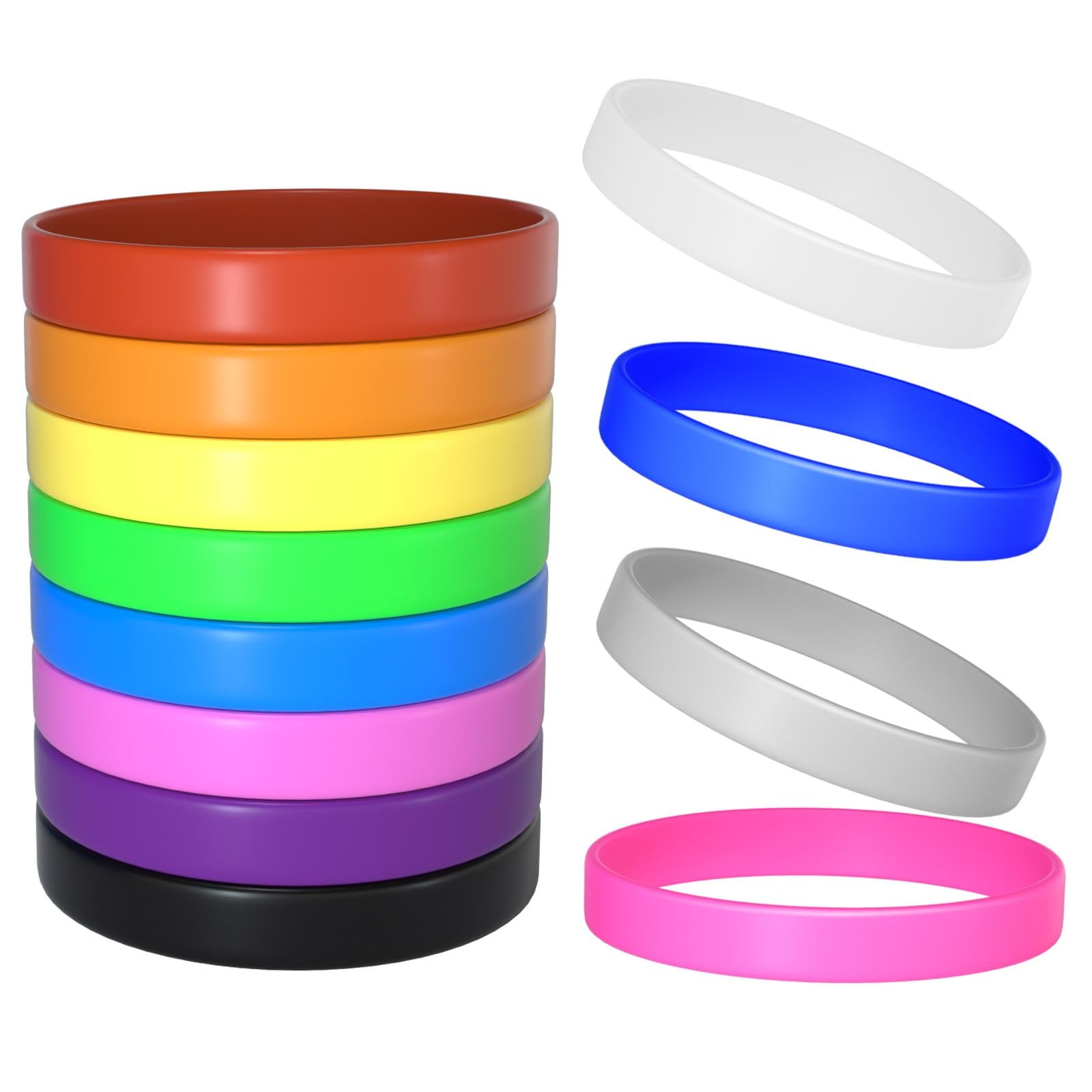 12 Pcs Multi Color Silicone Bracelets Rubber Wristbands for Adults Teens Party