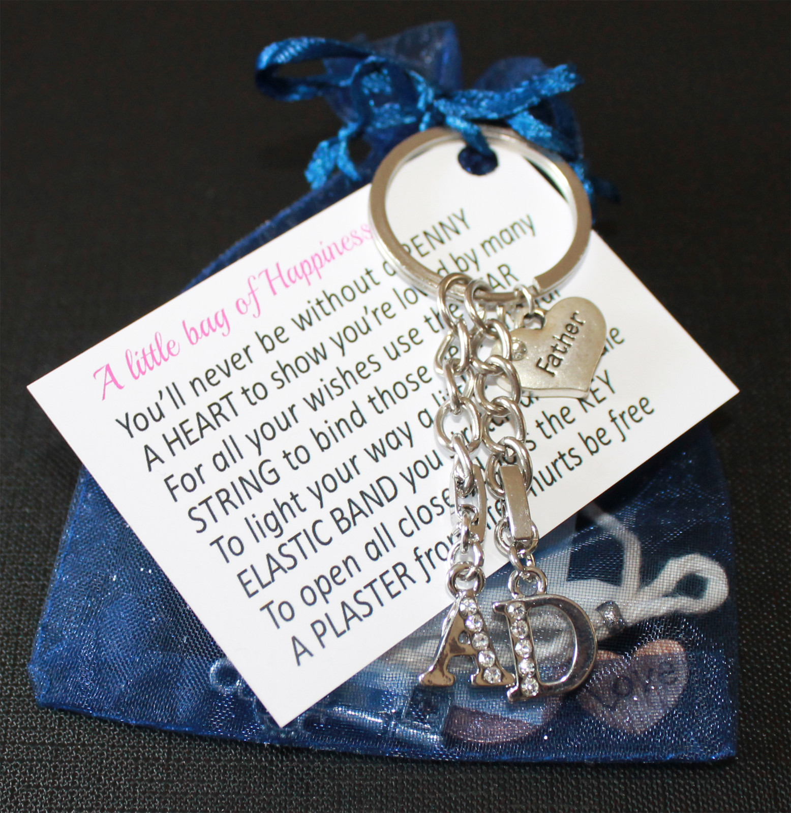 Fathers Day Personalised Keyring – Little Bag of Happiness Gift for Fathers Day