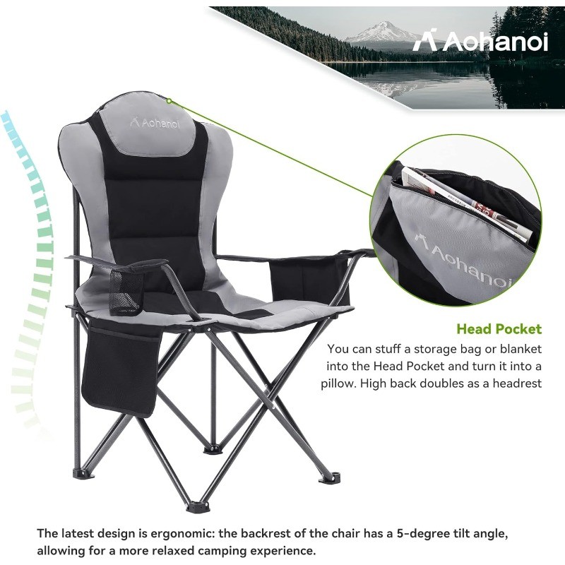 Pack Camp Chairs for Heavy People,Outdoor Folding Camping Chairs with Cup Holder