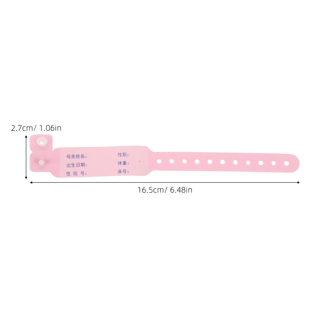 100Pcs Reusable Baby Hospital Wristbands PVC Adjustable Pink Secure Snap Closure