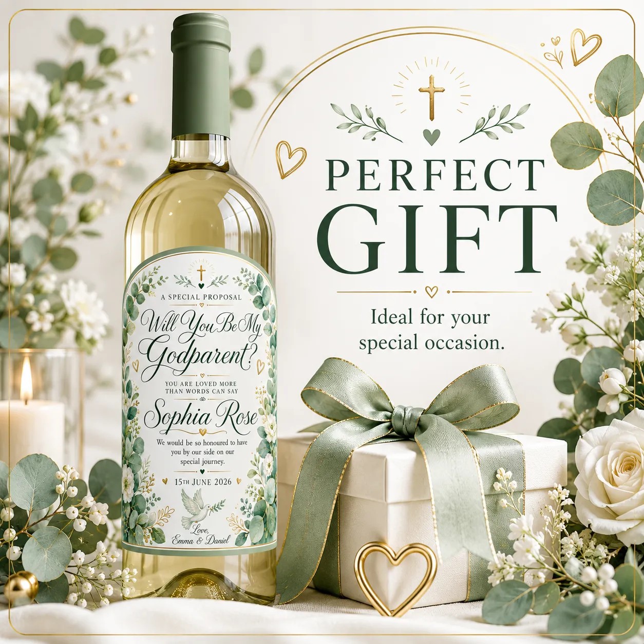 Personalised Godparent Proposal Bottle Label Sticker Godparent Gift