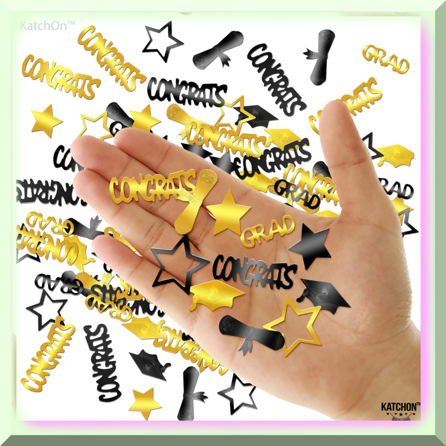 Black and gold graduation confetti pack