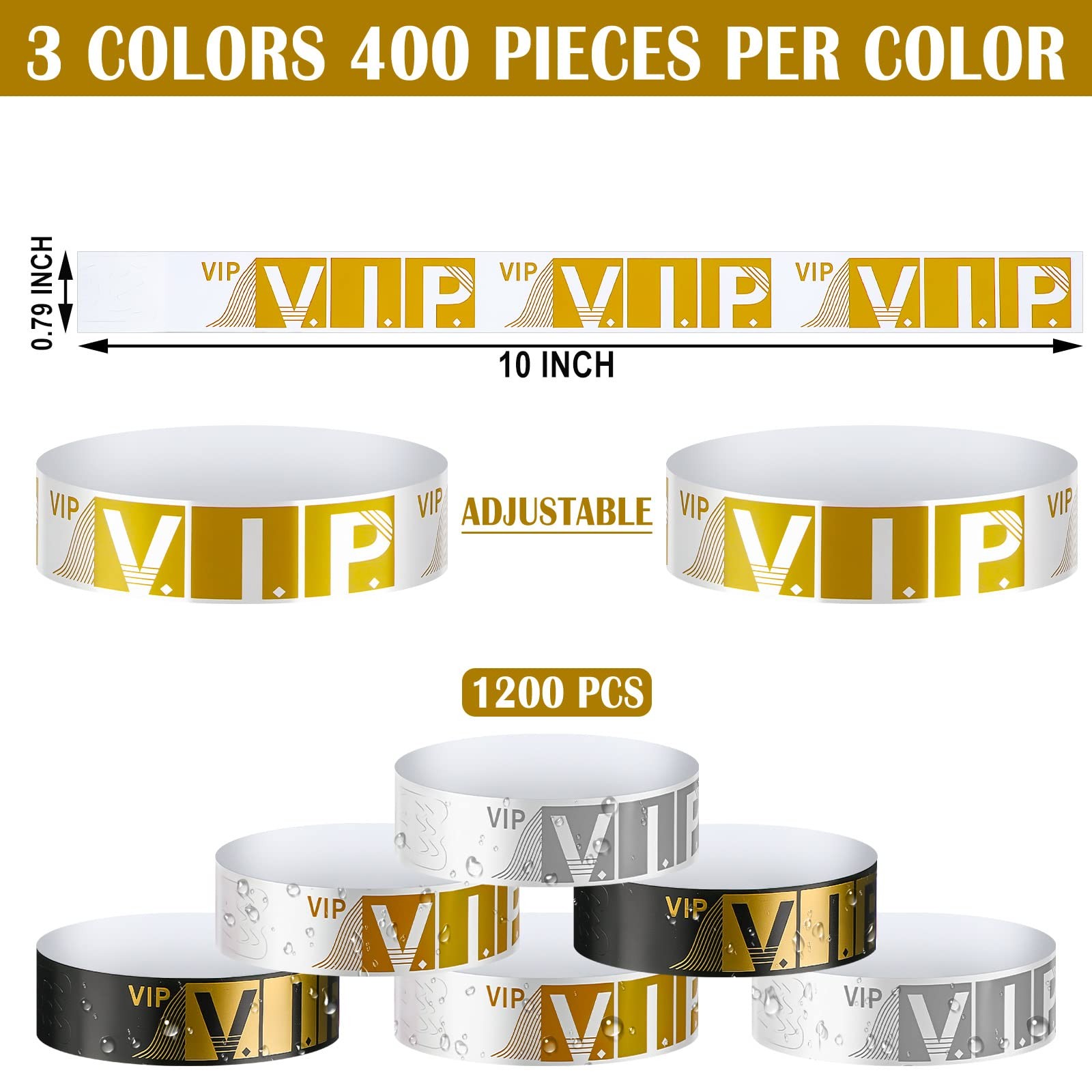1200 Pcs VIP Wristbands Bracelets Paper Lightweight Event Party Wrist Bands C…