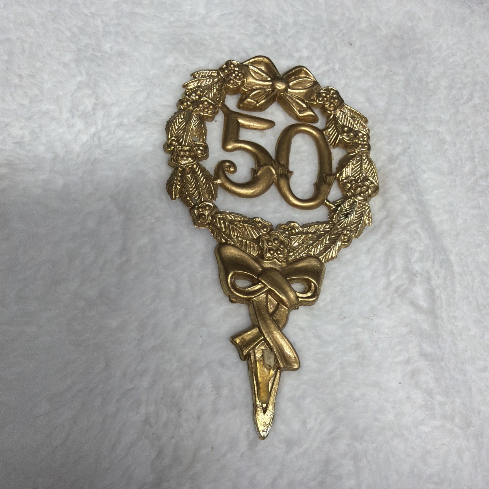 50th Anniversary shiny gold plastic cake cupcake decoration 2.5″ x 8″ pick (1)