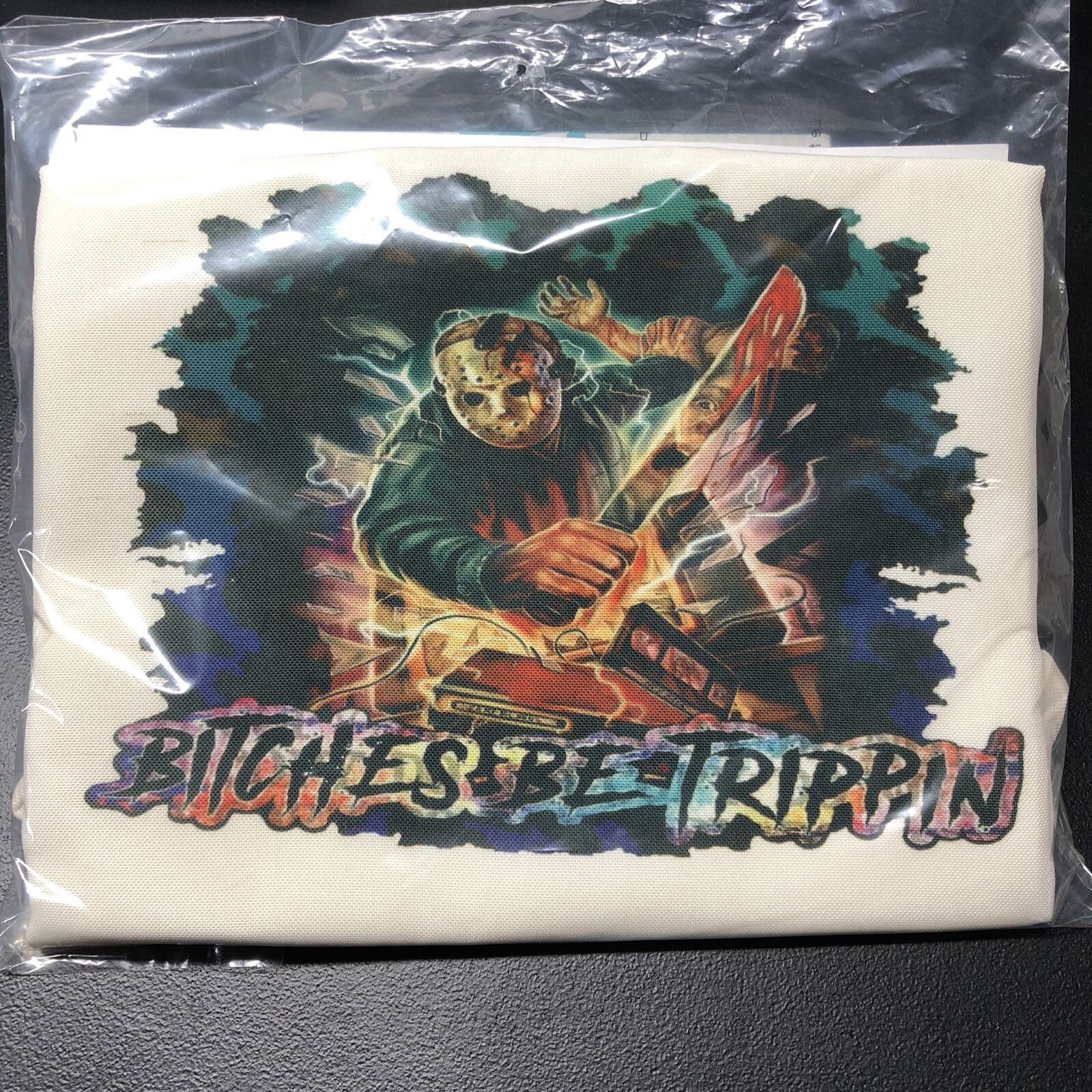 Canvas Tote Bag Halloween Candy Sack “B***hes Be Trippin” Jason Voorheis