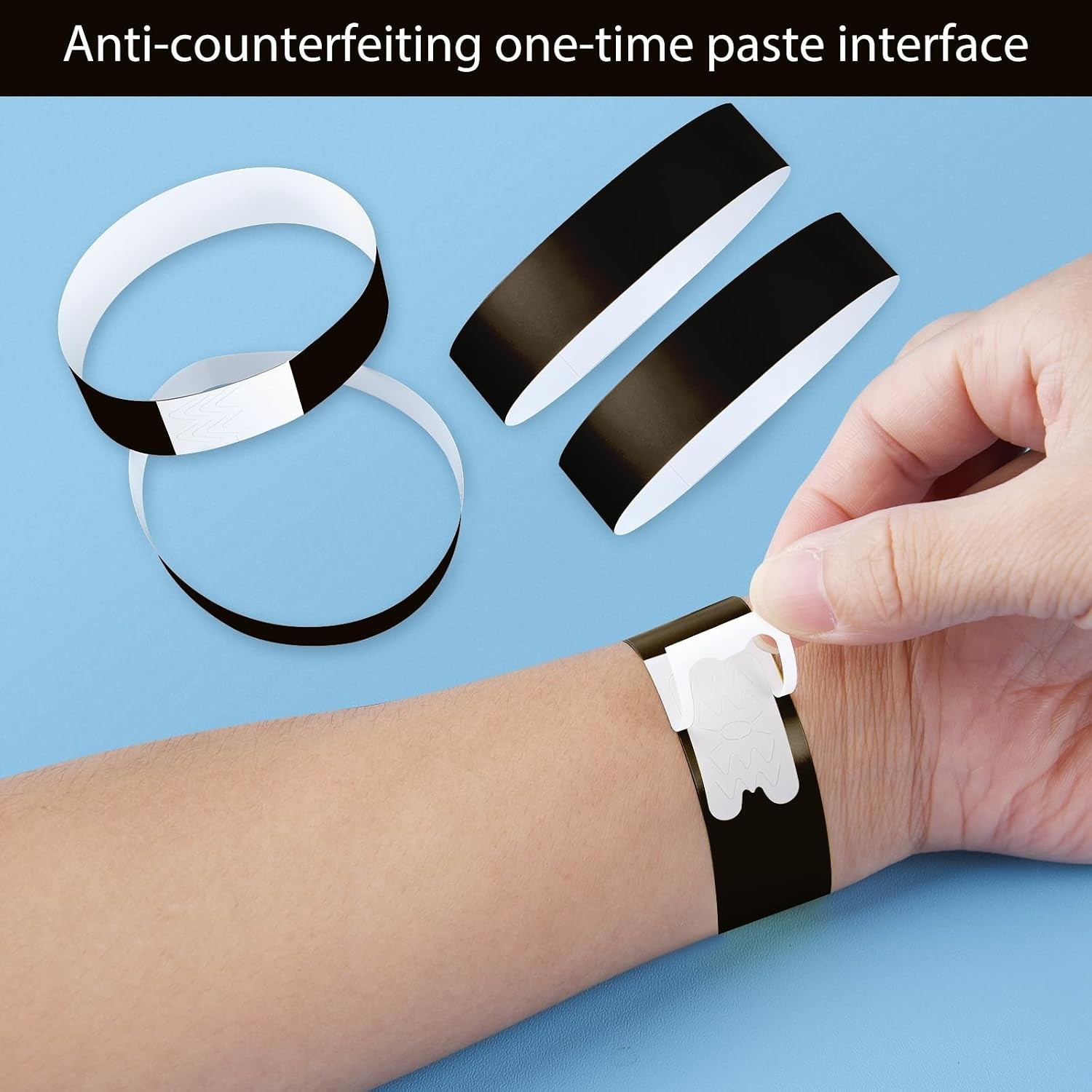 200 Black Paper Wristbands – Waterproof Event Bracelets for Parties & Concerts