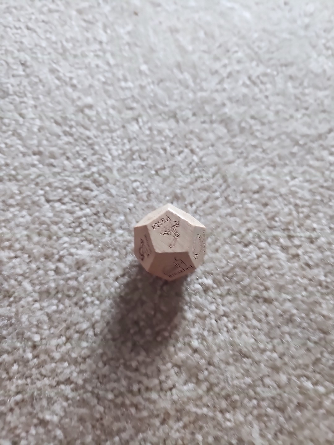Date Night 12 Sided Wooden Dice with Different Food Meal Option