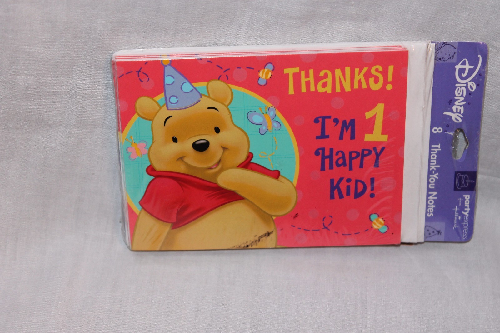 WINNIE THE POOH 1ST BIRTHDAY 8 THANK YOU NOTES PARTY SUPPLIES