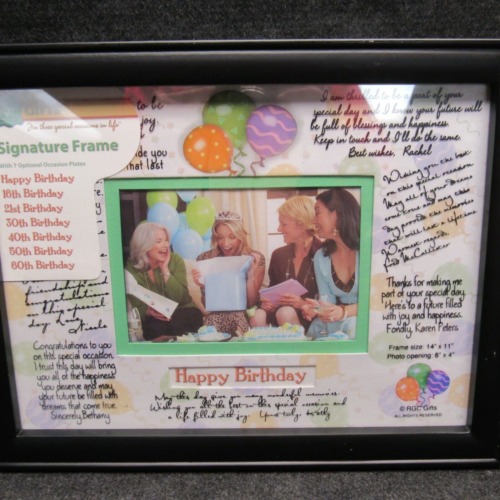 RGC Gifts Happy Birthday Signature Frame 14″ X 11″ Black Frame Holds 6″ X 4″ Pic