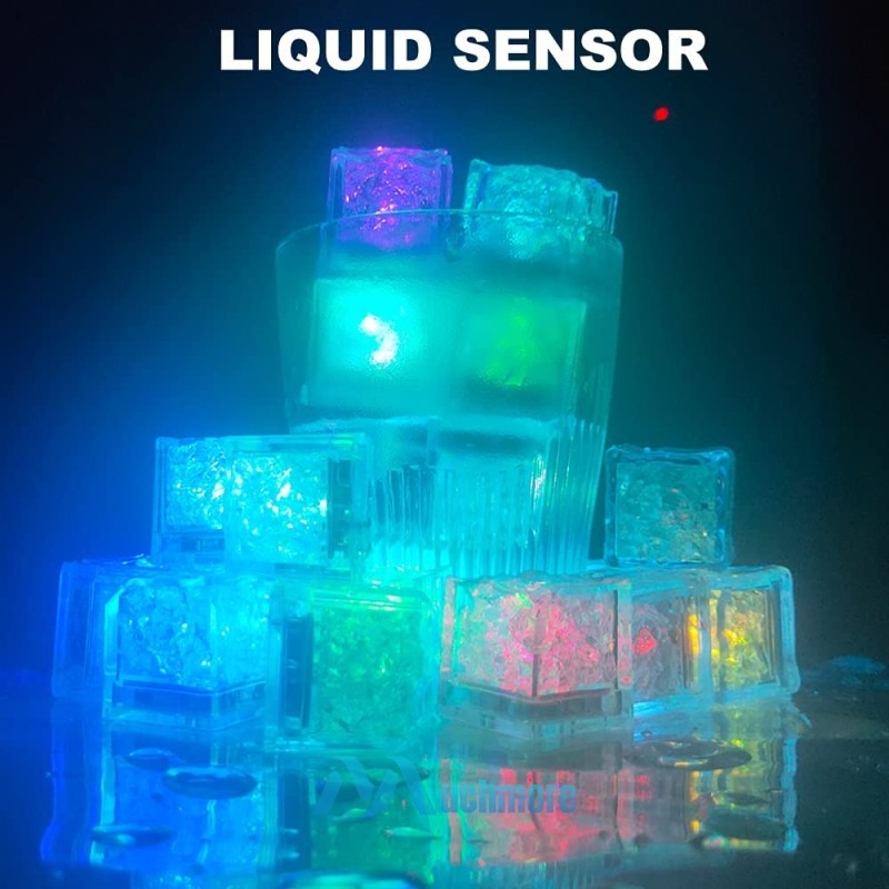 12~48pc Waterproof Light Up Led Ice Cubes for Party Drinks Dark Glowing Ice Cube