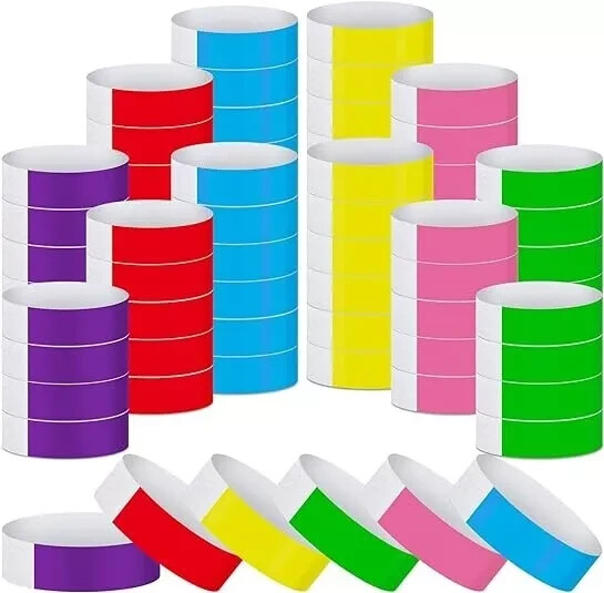 1200 Pack Paper Wristbands for Events Variety Neon Wrist Bands Lightweight Conce